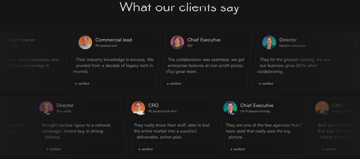 Client testimonials
