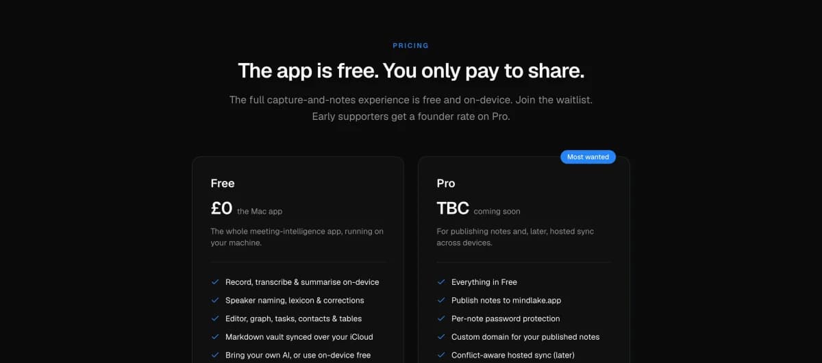 Pricing: the app free, publishing paid